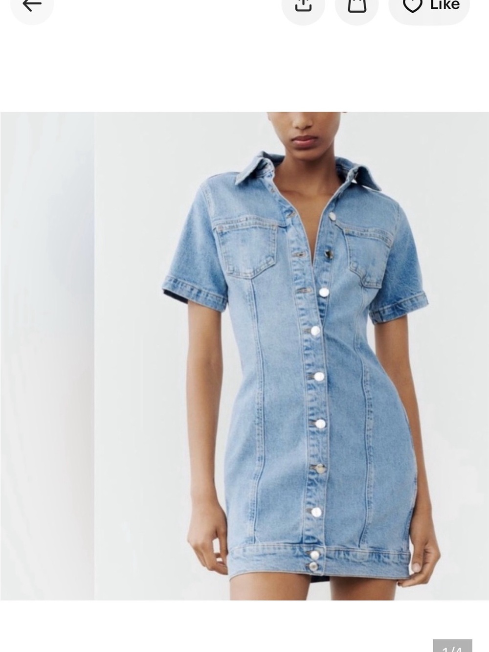 Zara Mid Blue Short-Sleeve Denim Mini Dress NWOT never worn